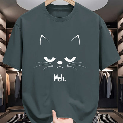 Cat Love Shirt, Funny Cat Lover Gift UnisexT-Shirt/Hoodie/Sweatshirt HLT00 - Sarcastic Funny Angry Cat Meh Halloween Costume T-Shirt, Men, Black, XX-Large