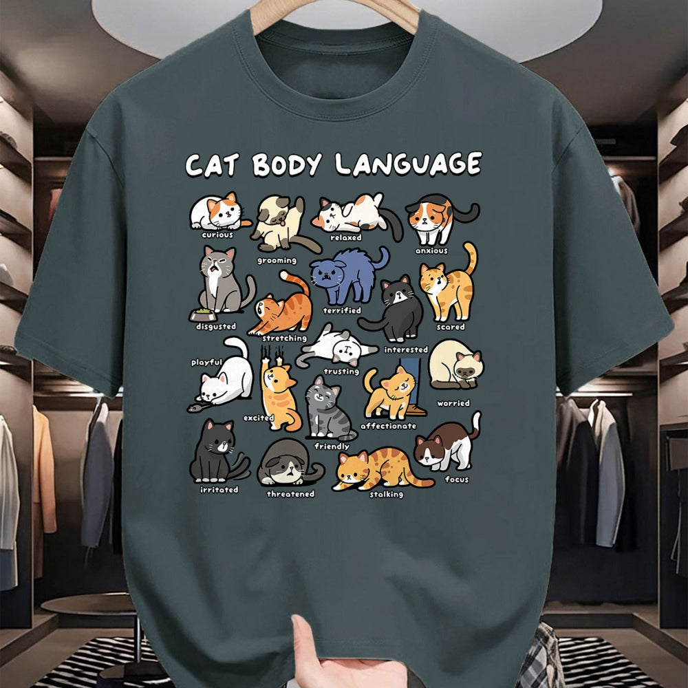 Cat Love Shirt, Funny Cat Lover Gift UnisexT-Shirt/Hoodie/Sweatshirt HLT00 - Cat Body Language Cute Cat Lover Kawaii T-Shirt