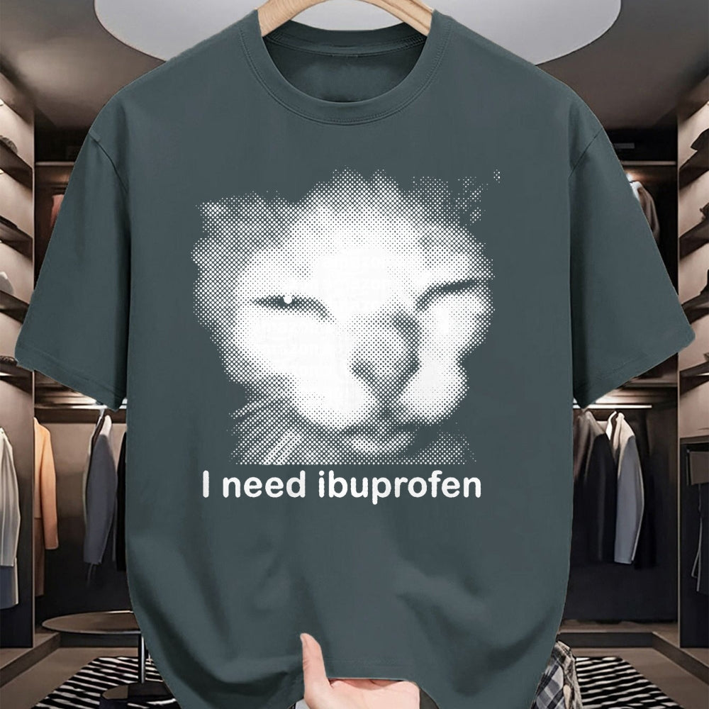 Cat Love Shirt, Funny Cat Lover Gift UnisexT-Shirt/Hoodie/Sweatshirt HLT00 - I Need Ibuprofen Funny Vintage Graphic Cat Meme T-Shirt