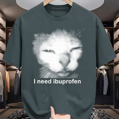 Cat Love Shirt, Funny Cat Lover Gift UnisexT-Shirt/Hoodie/Sweatshirt HLT00 - I Need Ibuprofen Funny Vintage Graphic Cat Meme T-Shirt