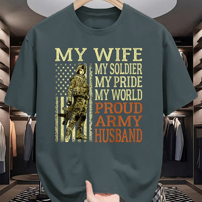 Best Husband Shirt, Wife and Husband Unisex T-Shirt/Hoodie/Sweatshirt HLT00 - My Wife My Soldier Hero - Proud Army Husband Military Spouse T-Shirt
