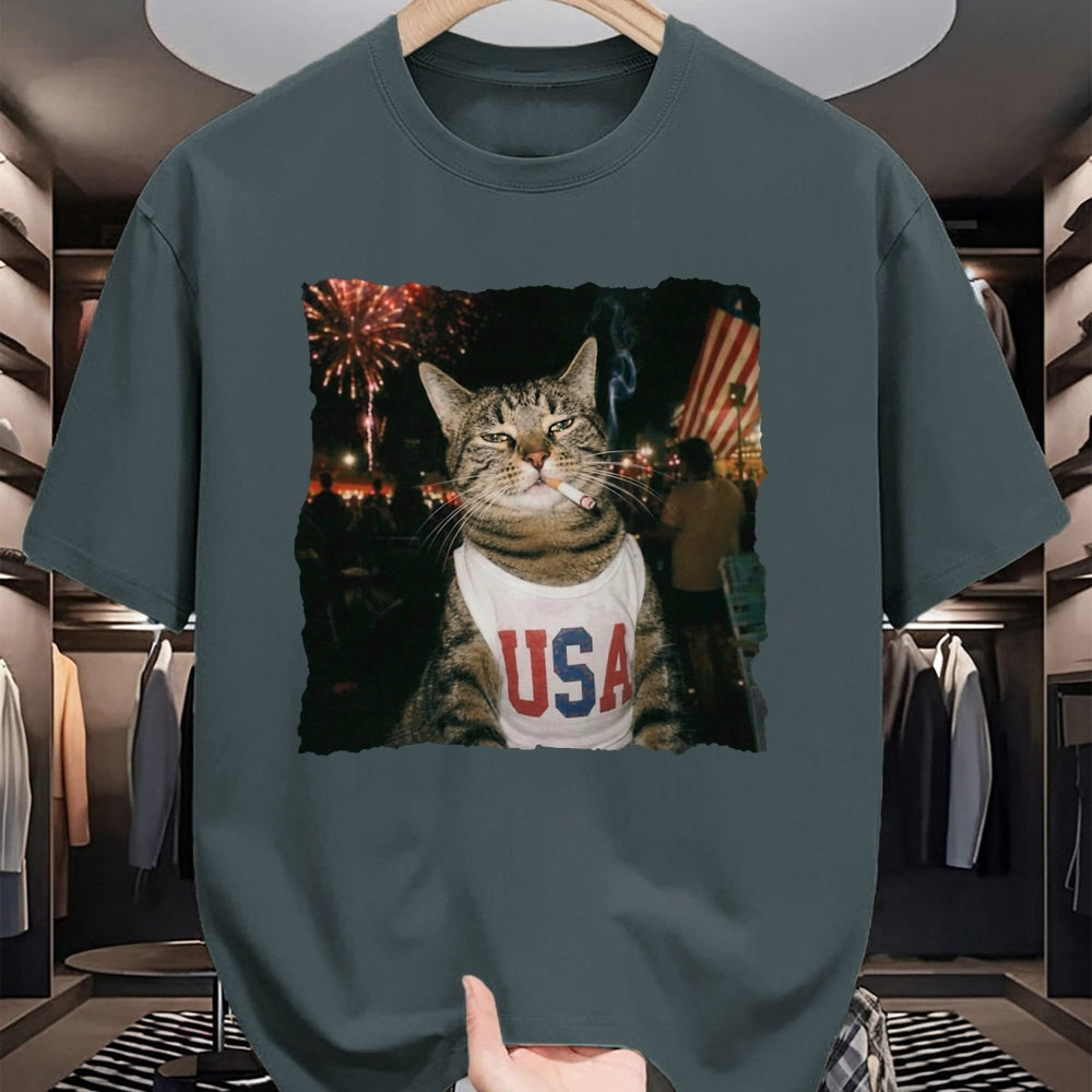 Cat Love Shirt, Funny Cat Lover Gift UnisexT-Shirt/Hoodie/Sweatshirt HLT00 - July 4th Patriotic Cat Smoking Cigarette 250 Years Cat Lover T-Shirt