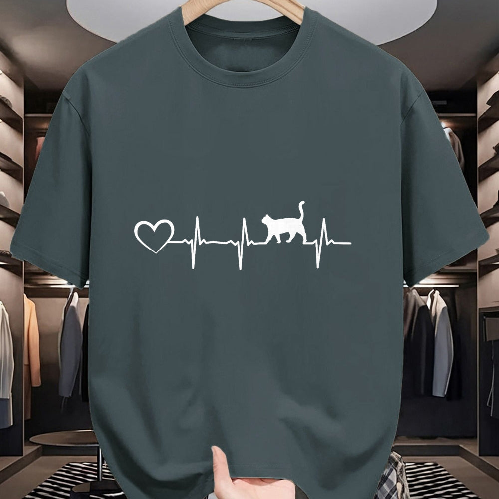 Cat Love Shirt, Funny Cat Lover Gift UnisexT-Shirt/Hoodie/Sweatshirt HLT00 - Cat Heartbeat Heart - Cat Puppy Cats Hearts Baby Cat Owner T-Shirt