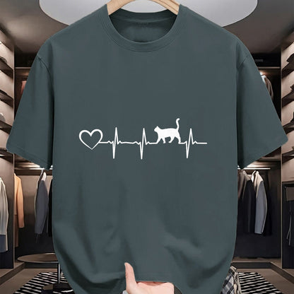 Cat Love Shirt, Funny Cat Lover Gift UnisexT-Shirt/Hoodie/Sweatshirt HLT00 - Cat Heartbeat Heart - Cat Puppy Cats Hearts Baby Cat Owner T-Shirt
