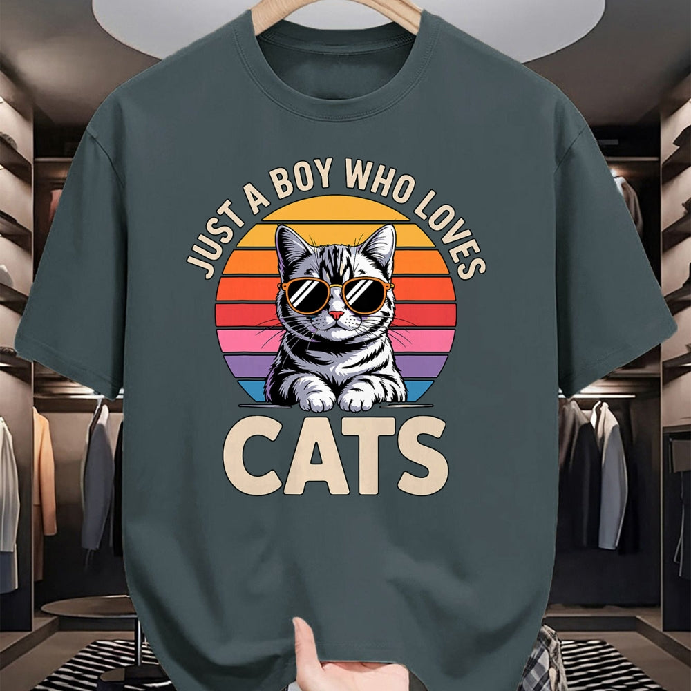 Cat Love Shirt, Funny Cat Lover Gift UnisexT-Shirt/Hoodie/Sweatshirt HLT00 - Just a Boy Who Loves Cats T-Shirt