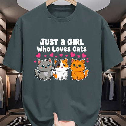 Cat Love Shirt, Funny Cat Lover Gift UnisexT-Shirt/Hoodie/Sweatshirt HLT00 - Just a Girl Who Loves Cats Cute Kittens T-Shirt