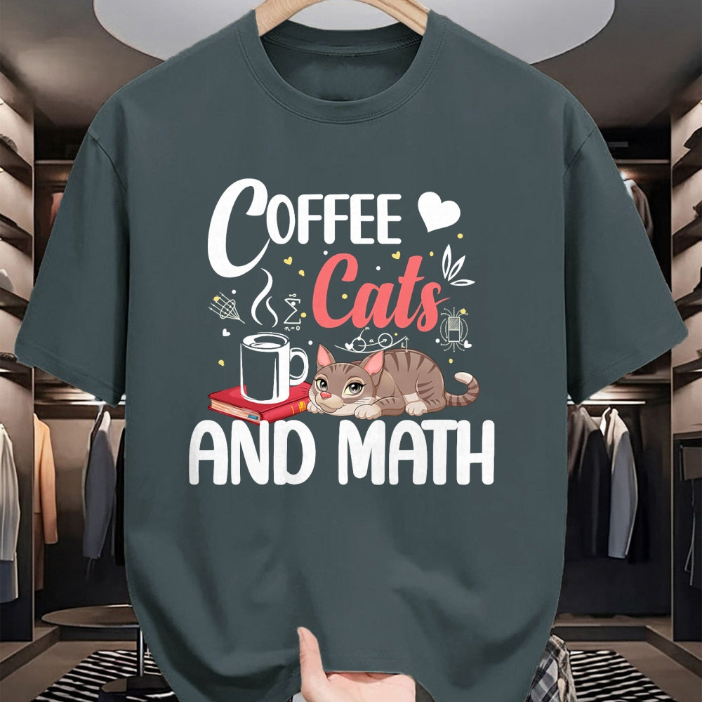 Cat Love Shirt, Funny Cat Lover Gift UnisexT-Shirt/Hoodie/Sweatshirt HLT00 - I Love Math Cats And Coffee Heart Mathematics Teacher T-Shirt