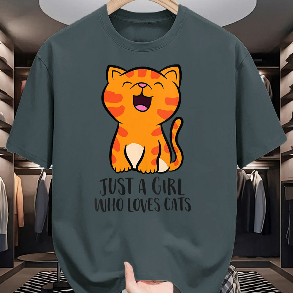 Cat Love Shirt, Funny Cat Lover Gift UnisexT-Shirt/Hoodie/Sweatshirt HLT00 - Womens Just a Girl Who Loves Cats Kitten V-Neck T-Shirt (1)