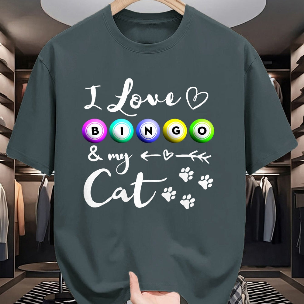 Cat Love Shirt, Funny Cat Lover Gift UnisexT-Shirt/Hoodie/Sweatshirt HLT00 - Bingo Shirt for Women, I Love Bingo and my Cat Bingo gift T-Shirt