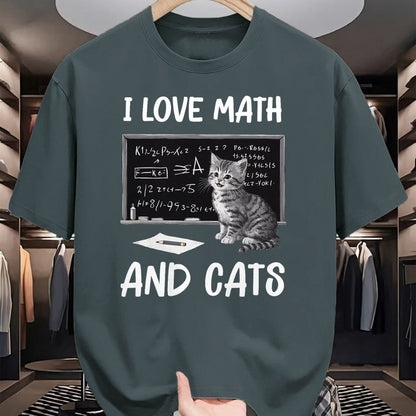 Cat Love Shirt, Funny Cat Lover Gift UnisexT-Shirt/Hoodie/Sweatshirt HLT00 - I Love Math and Cats Funny Cat Lover Science Teacher Student T-Shirt (1)