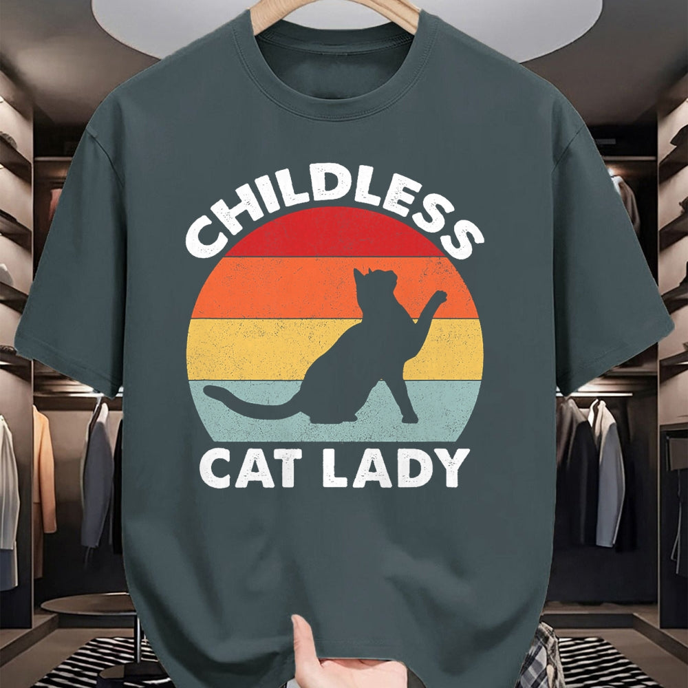Cat Love Shirt, Funny Cat Lover Gift UnisexT-Shirt/Hoodie/Sweatshirt HLT00 - Vintage Childless Cat Lady T-Shirt