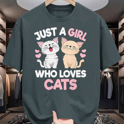 Cat Love Shirt, Funny Cat Lover Gift UnisexT-Shirt/Hoodie/Sweatshirt HLT00 - Just A Girl Who Loves Cats Cute Cat Lover Kitty Girls Kids T-Shirt (1)
