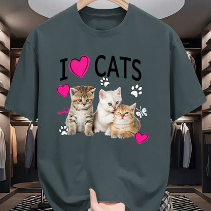 Cat Love Shirt, Funny Cat Lover Gift UnisexT-Shirt/Hoodie/Sweatshirt HLT00 - Cat Lover Tee Cute I Love Cats Kittens Hearts Paws Gift Idea T-Shirt