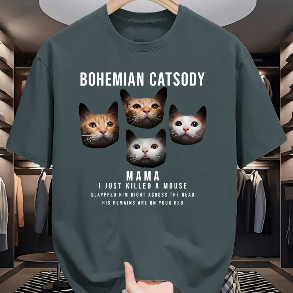Cat Love Shirt, Funny Cat Lover Gift UnisexT-Shirt/Hoodie/Sweatshirt HLT00 - Bohemian Catsody Mama I Just Killed A Mouse Cat Parody T-Shirt, Men, Black, 3X-Large