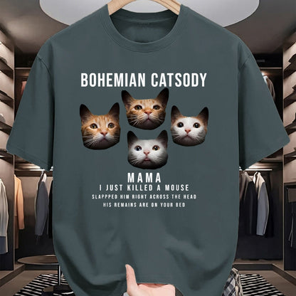Cat Love Shirt, Funny Cat Lover Gift UnisexT-Shirt/Hoodie/Sweatshirt HLT00 - Bohemian Catsody Mama I Just Killed A Mouse Cat Parody T-Shirt, Men, Black, 3X-Large