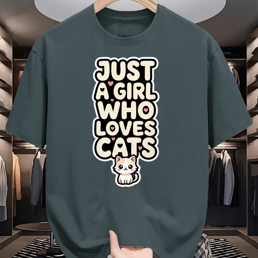 Cat Love Shirt, Funny Cat Lover Gift UnisexT-Shirt/Hoodie/Sweatshirt HLT00 - Just A Girl Who Loves Cats Kawaii Cat Kitten Lover Design T-Shirt