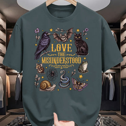 Cat Love Shirt, Funny Cat Lover Gift UnisexT-Shirt/Hoodie/Sweatshirt HLT00 - Vintage Love The Misunderstood Bat Raven Cat Snake Moth Frog T-Shirt