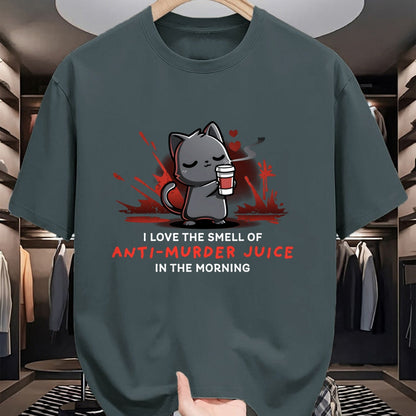 Cat Love Shirt, Funny Cat Lover Gift UnisexT-Shirt/Hoodie/Sweatshirt HLT00 - Cat Drink Coffee I Love The Smell Of Anti Murder Juice Long Sleeve T-Shirt