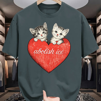 Cat Love Shirt, Funny Cat Lover Gift UnisexT-Shirt/Hoodie/Sweatshirt HLT00 - Abolish ICE, Cute Cat Valentine T-Shirt