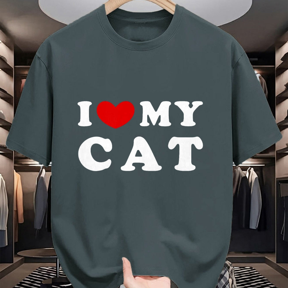 Cat Love Shirt, Funny Cat Lover Gift UnisexT-Shirt/Hoodie/Sweatshirt HLT00 - I Love My Cat, I Heart My Cat T-Shirt, Men, Black, 3X-Large