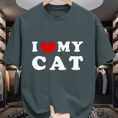 Cat Love Shirt, Funny Cat Lover Gift UnisexT-Shirt/Hoodie/Sweatshirt HLT00 - I Love My Cat, I Heart My Cat T-Shirt, Men, Black, 3X-Large