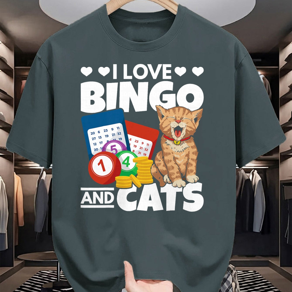 Cat Love Shirt, Funny Cat Lover Gift UnisexT-Shirt/Hoodie/Sweatshirt HLT00 - Cat Lover I Love Bingo and Cats Gambling Bingo Player Bingo T-Shirt