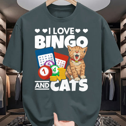Cat Love Shirt, Funny Cat Lover Gift UnisexT-Shirt/Hoodie/Sweatshirt HLT00 - Cat Lover I Love Bingo and Cats Gambling Bingo Player Bingo T-Shirt