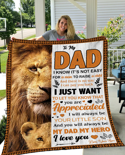 Dad I Know It's Not Easy Blanket Fleece Blanket - from son