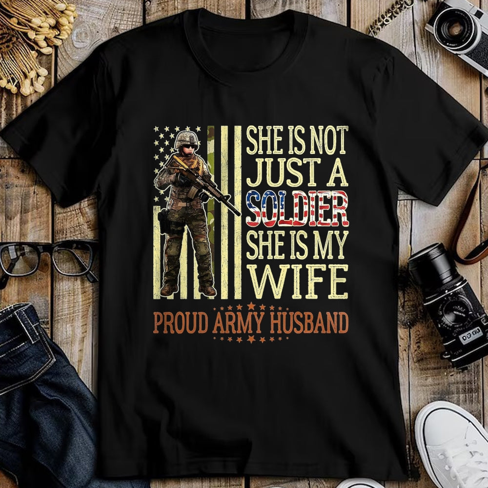 Best Husband Shirt, Wife and Husband Unisex T-Shirt/Hoodie/Sweatshirt HLT00 - She is Not Just A Soldier She is My Wife Proud Army Husband T-Shirt, Men, Black, 3X-Large
