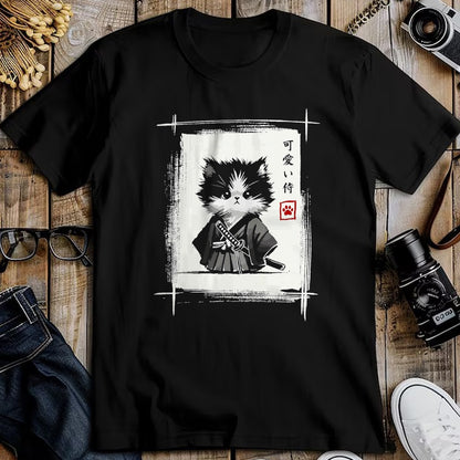 Cat Love Shirt, Funny Cat Lover Gift UnisexT-Shirt/Hoodie/Sweatshirt HLT00 - Samurai Cat Japanese Art Sumi-e Novelty Kawaii Funny Cat T-Shirt, Men, Black, Large
