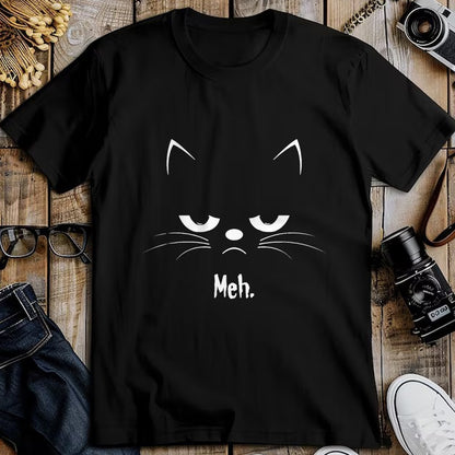 Cat Love Shirt, Funny Cat Lover Gift UnisexT-Shirt/Hoodie/Sweatshirt HLT00 - Sarcastic Funny Angry Cat Meh Halloween Costume T-Shirt, Men, Black, XX-Large