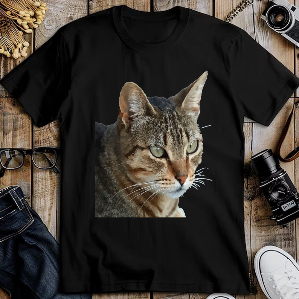 Cat Love Shirt, Funny Cat Lover Gift UnisexT-Shirt/Hoodie/Sweatshirt HLT00 - Stunning Tabby Cat Close Up Portrait Vector T-Shirt (1)