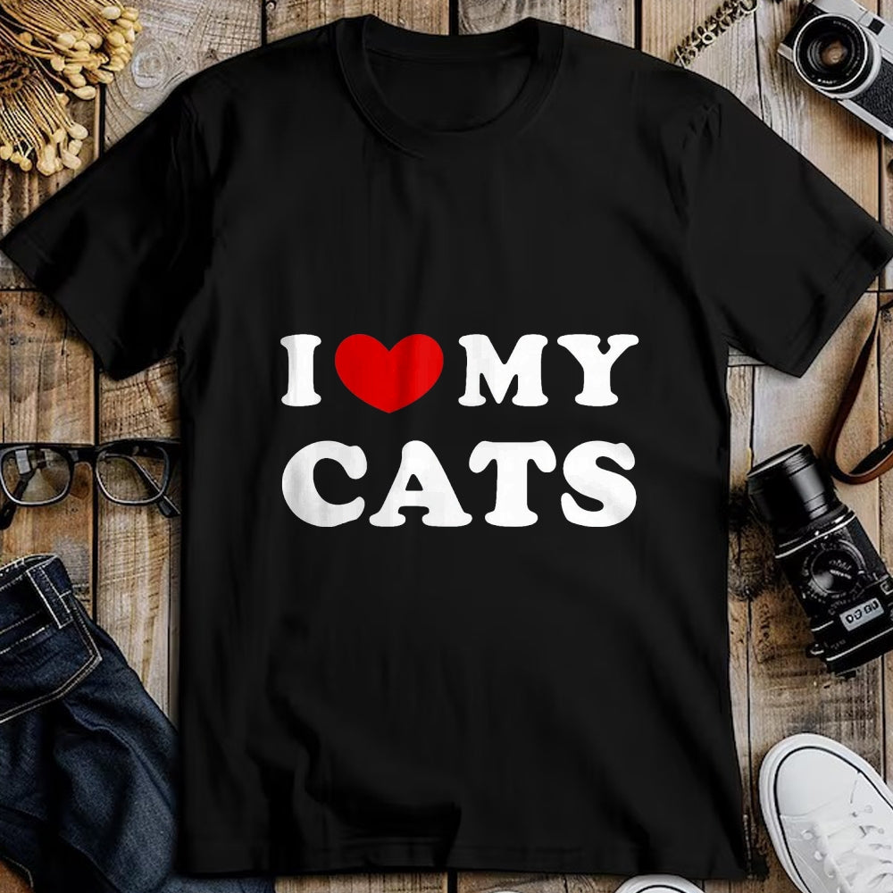 Cat Love Shirt, Funny Cat Lover Gift UnisexT-Shirt/Hoodie/Sweatshirt HLT00 - I Love My Cats, I Heart My Cats T-Shirt, Men, Black, 3X-Large
