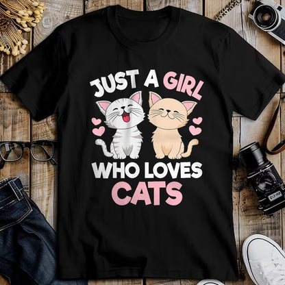 Cat Love Shirt, Funny Cat Lover Gift UnisexT-Shirt/Hoodie/Sweatshirt HLT00 - Just A Girl Who Loves Cats Cute Cat Lover Kitty Girls Kids T-Shirt