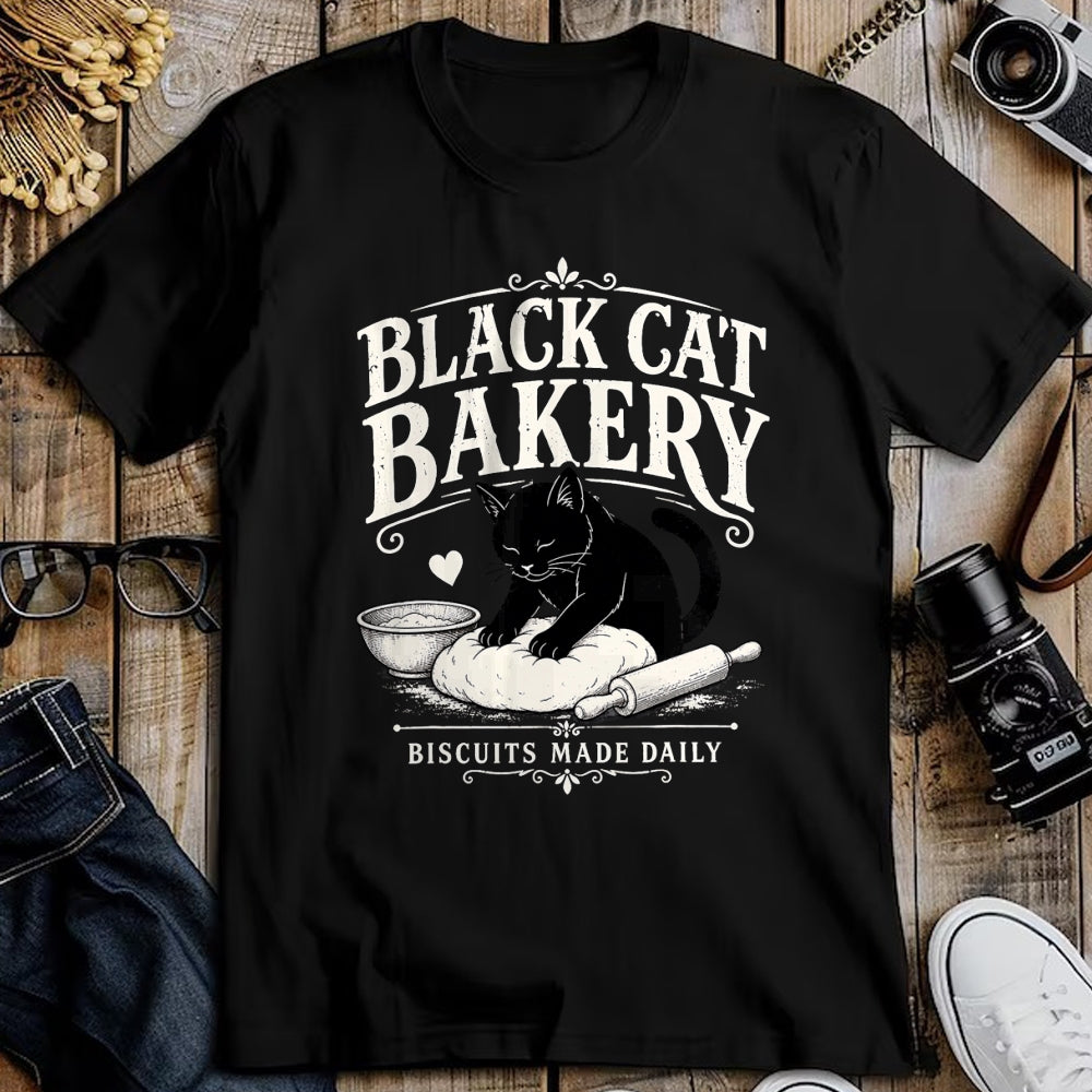 Cat Love Shirt, Funny Cat Lover Gift UnisexT-Shirt/Hoodie/Sweatshirt HLT00 - Black Cat Bakery Biscuits Made Daily Cat Lover Art T-Shirt
