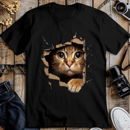 Cat Love Shirt, Funny Cat Lover Gift UnisexT-Shirt/Hoodie/Sweatshirt HLT00 - Cute Kitten Looks from Torn Fabric - Cats T-Shirt, Men, Olive Green, X-Large (1)