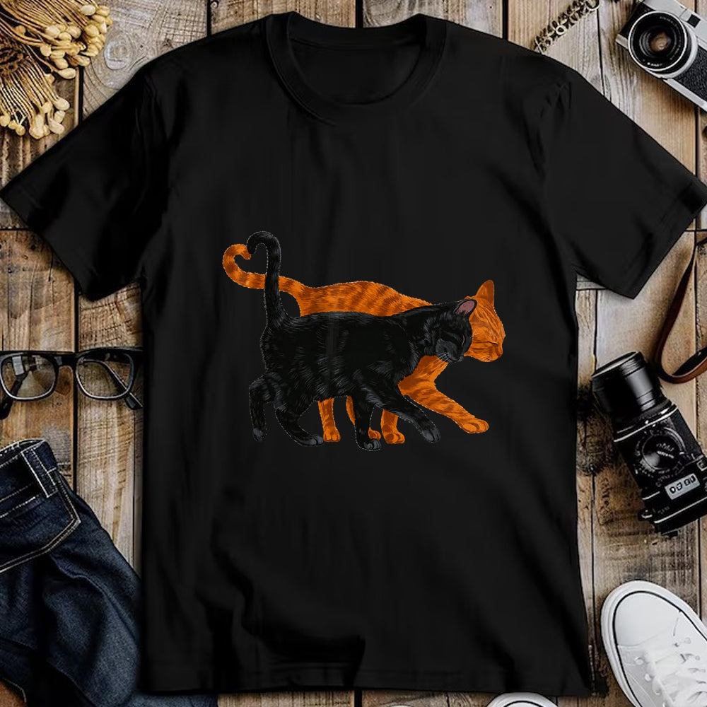 Cat Love Shirt, Funny Cat Lover Gift UnisexT-Shirt/Hoodie/Sweatshirt HLT00 - Black Cat Orange Cat Heart Tail Love T-Shirt (1)