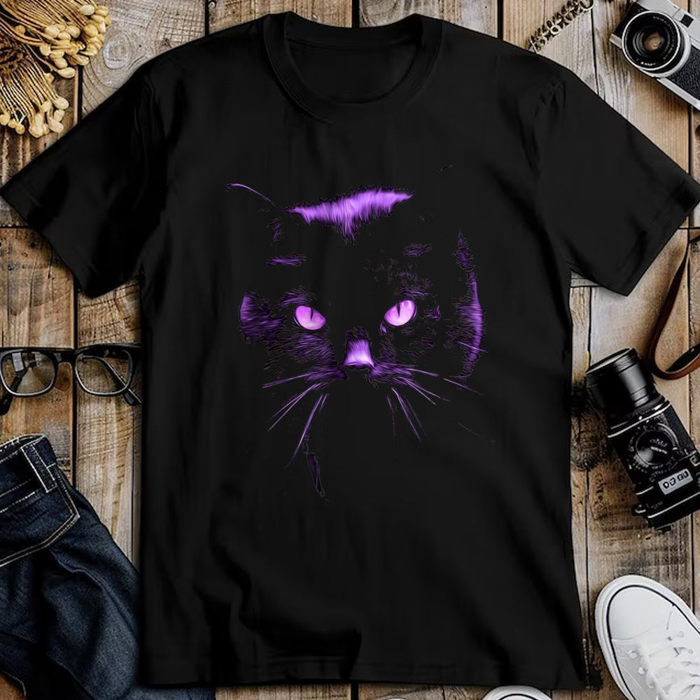 Cat Love Shirt, Funny Cat Lover Gift UnisexT-Shirt/Hoodie/Sweatshirt HLT00 - Cool Halloween Shirt Purple Cat, Witches Familiar, Cat_s Eye T-Shirt, Women, Black, X-Large
