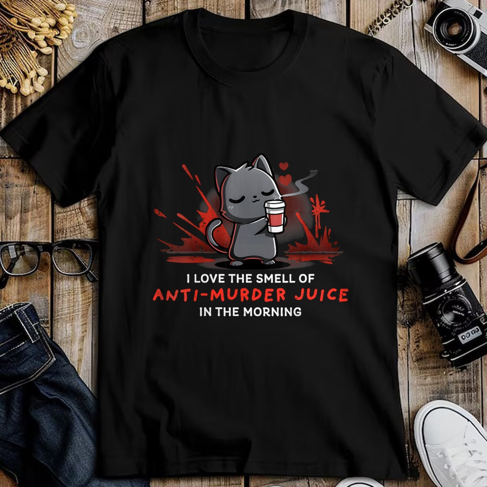 Cat Love Shirt, Funny Cat Lover Gift UnisexT-Shirt/Hoodie/Sweatshirt HLT00 - Womens Cat Drink Coffee I Love The Smell Of Anti Murder Juice V-Neck T-Shirt