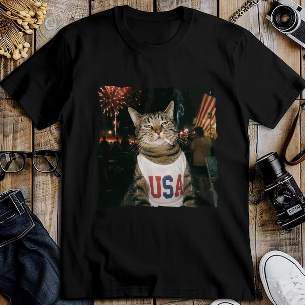 Cat Love Shirt, Funny Cat Lover Gift UnisexT-Shirt/Hoodie/Sweatshirt HLT00 - July 4th Patriotic Cat Smoking Cigarette 250 Years Cat Lover T-Shirt