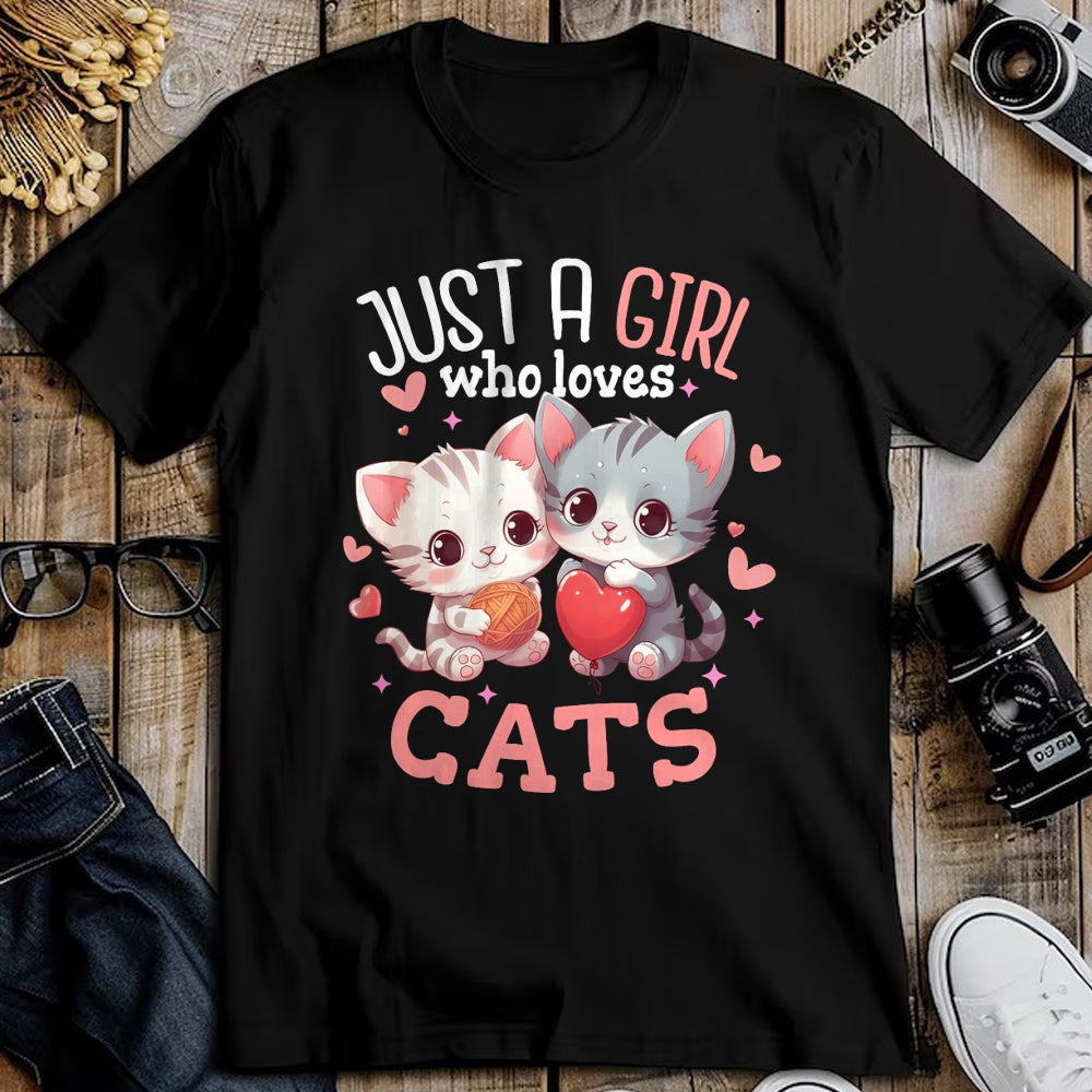 Cat Love Shirt, Funny Cat Lover Gift UnisexT-Shirt/Hoodie/Sweatshirt HLT00 - Just A Girl Who Loves Cats Cute Kawaii Hearts Cat Lover T-Shirt