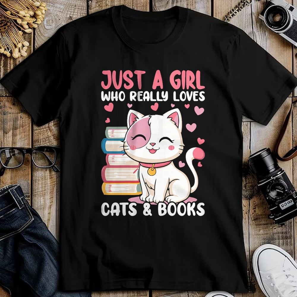 Cat Love Shirt, Funny Cat Lover Gift UnisexT-Shirt/Hoodie/Sweatshirt HLT00 - Girl Who Loves Cats and Books Cute T-Shirt