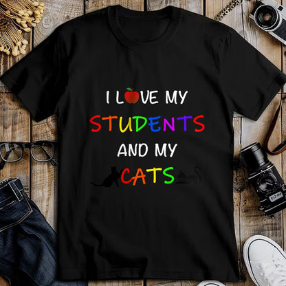 Cat Love Shirt, Funny Cat Lover Gift UnisexT-Shirt/Hoodie/Sweatshirt HLT00 - I Love My Students And My Cats Cute Teacher Cat T-Shirt
