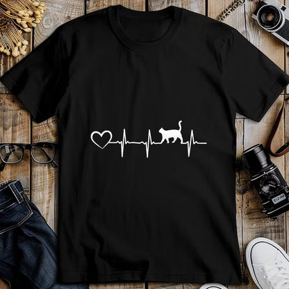 Cat Love Shirt, Funny Cat Lover Gift UnisexT-Shirt/Hoodie/Sweatshirt HLT00 - Cat Heartbeat Heart - Cat Puppy Cats Hearts Baby Cat Owner T-Shirt