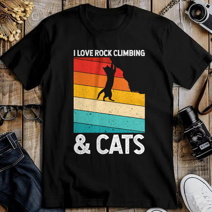 Cat Love Shirt, Funny Cat Lover Gift UnisexT-Shirt/Hoodie/Sweatshirt HLT00 - I Love Rock Climbing & Cats Cute Kitty Cat Lover Gift T-Shirt