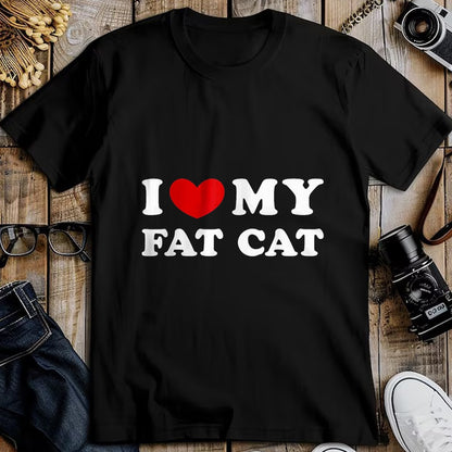 Cat Love Shirt, Funny Cat Lover Gift UnisexT-Shirt/Hoodie/Sweatshirt HLT00 - I Love My Fat Cat, I Heart My Fat Cat T-Shirt, Youth, Black, Medium (1)
