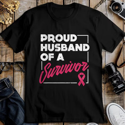 Best Husband Shirt, Wife and Husband Unisex T-Shirt/Hoodie/Sweatshirt HLT00 - Proud Husband of Survivor Breast Cancer Awareness Men Gift T-Shirt