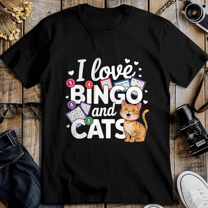 Cat Love Shirt, Funny Cat Lover Gift UnisexT-Shirt/Hoodie/Sweatshirt HLT00 - Cat Lover I Love Bingo And Cats Gambling Bingo Player Bingo Men Women T-Shirt