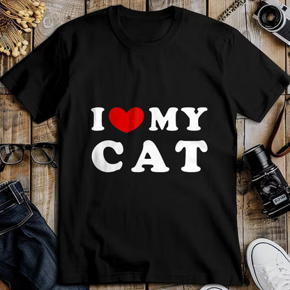 Cat Love Shirt, Funny Cat Lover Gift UnisexT-Shirt/Hoodie/Sweatshirt HLT00 - I Love My Cat, I Heart My Cat T-Shirt, Men, Black, 3X-Large