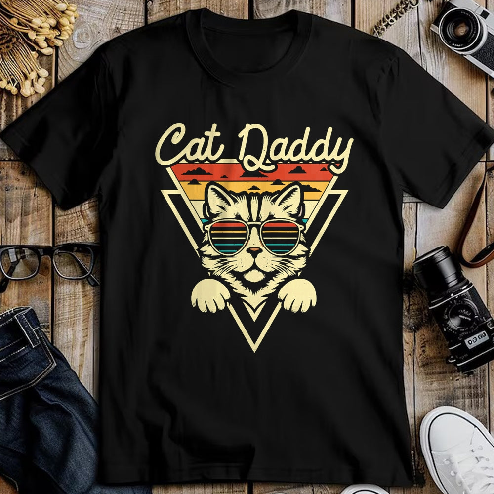 Cat Love Shirt, Funny Cat Lover Gift UnisexT-Shirt/Hoodie/Sweatshirt HLT00 - Cat Daddy Retro Sunglasses Cat Fur Dad Papa Vintage Cat Dad T-Shirt